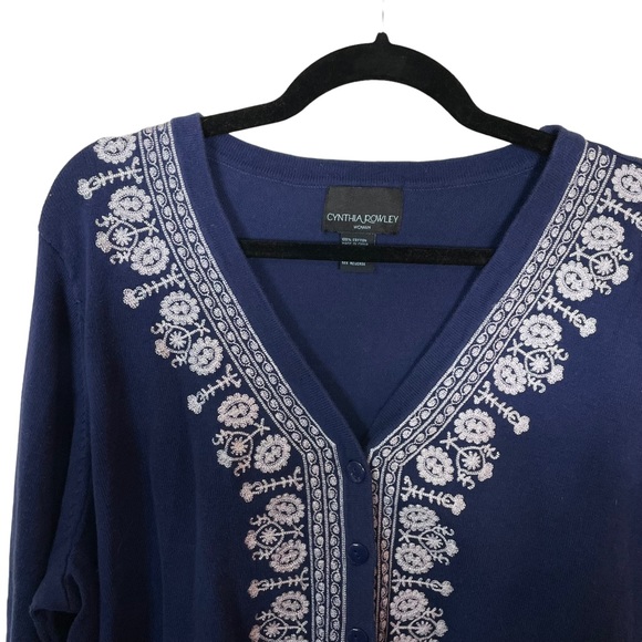 Cynthia Rowley Woman Ornate Heavily Embroidered Button Down Cotton Cardigan 3XL - Picture 15 of 16